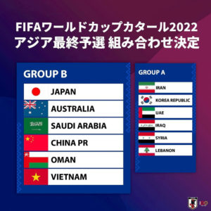 2022年カタールW杯最終予選組み合わせ決定がついに決定！日本はオーストラリアや中国と同組に！