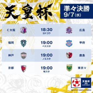 天皇杯 JFA 第102回全日本サッカー選手権大会 ベスト4進出を賭けた準々決勝がついに開幕！